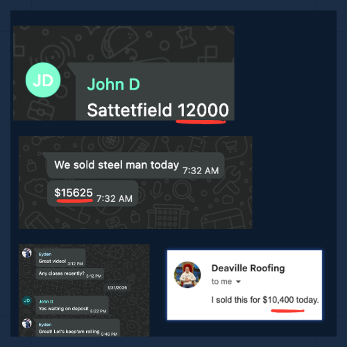 Client message testimonial